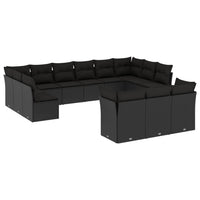 Set Divani da Giardino 13pz con Cuscini Nero in Polyrattancod mxl 87787