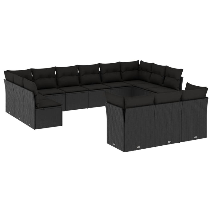 Set Divani da Giardino 13pz con Cuscini Nero in Polyrattancod mxl 87787