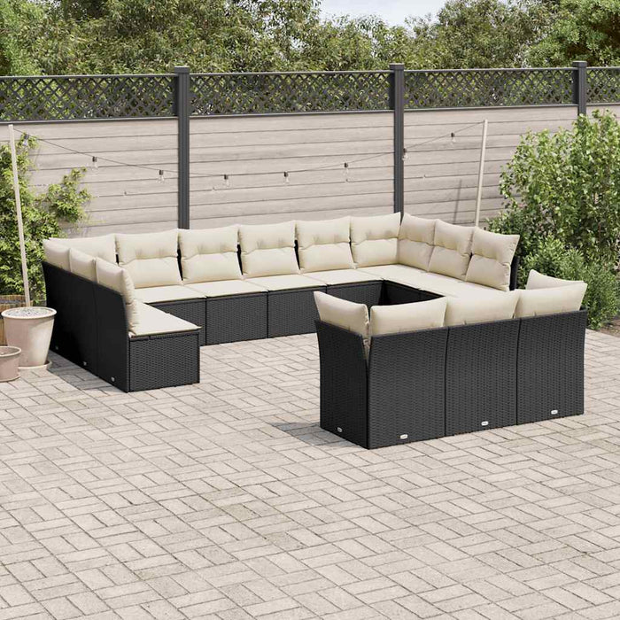 Set Divani da Giardino 13pz con Cuscini Nero in Polyrattancod mxl 112036