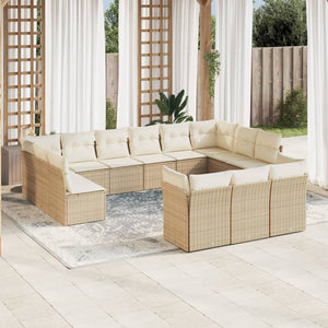 Set Divano da Giardino 13 pz con Cuscini Beige in Polyrattancod mxl 112042