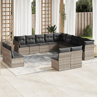 vidaXL Set Divani Giardino 13 pz con Cuscini Grigio Chiaro Polyrattan
