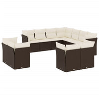 Set Divani da Giardino 11 pz con Cuscini Polyrattan Marrone