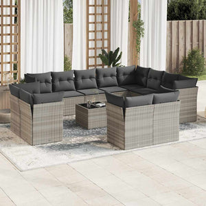 Set Divani Giardino 13 pz con Cuscini Grigio Chiaro Polyrattan