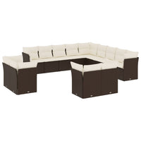 Set Divani da Giardino 13 pz con Cuscini Marrone in Polyrattan 3250392