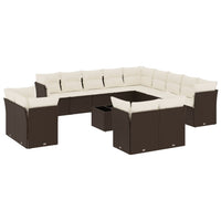 Set Divani da Giardino 14pz con Cuscini in Polyrattan Marrone