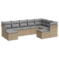 Set Divano da Giardino 9 pz con Cuscini Beige in Polyrattan 3250408