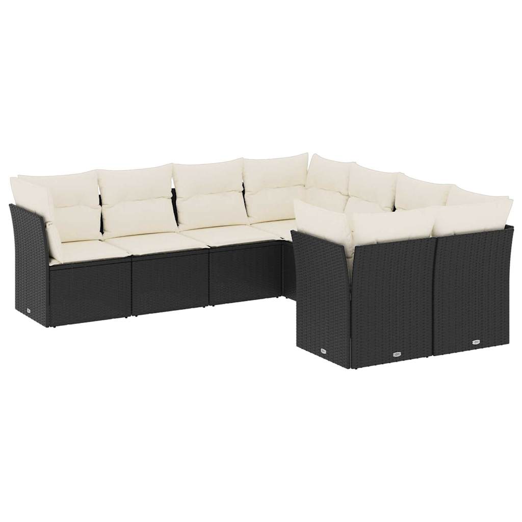 Set Divani da Giardino con Cuscini 8 pz Nero in Polyrattan 3250425