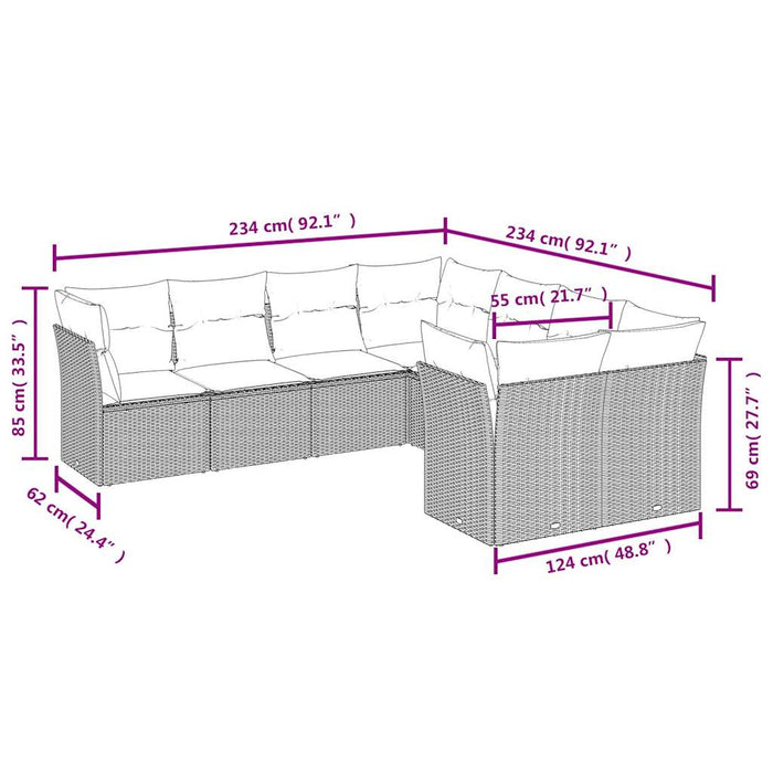 Set Divani da Giardino con Cuscini 8 pz Nero in Polyrattan 3250425