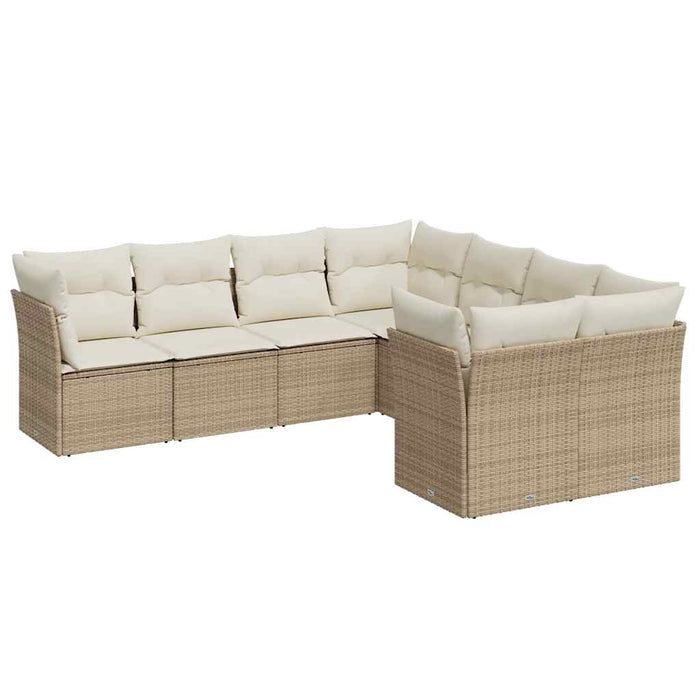 Set Divano da Giardino 8 pz con Cuscini Beige in Polyrattan 3250427