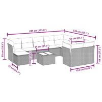 vidaXL Set Divani da Giardino 11 pz con Cuscini in Polyrattan Nero
