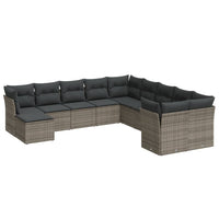 Set Divani da Giardino 11 pz con Cuscini in Polyrattan Grigio 3250449