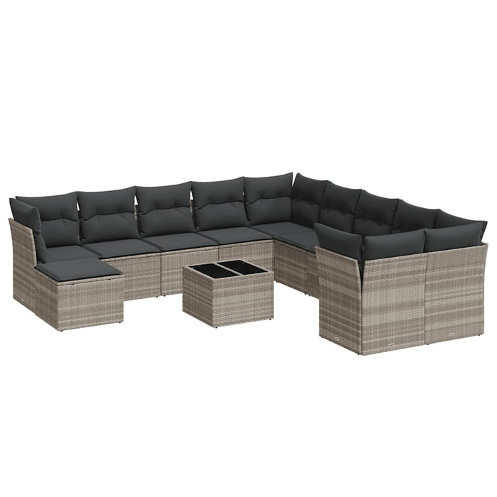 Set Divano Giardino 12 pz con Cuscini Grigio Chiaro Polyrattan