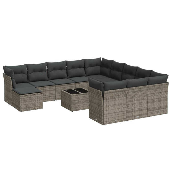 Set Divani da Giardino 13 pz con Cuscini Grigio in Polyrattan 3250479