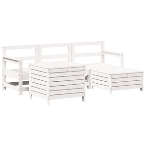 Set Salotto da Giardino 5 pz Bianco in Legno Massello di Pino