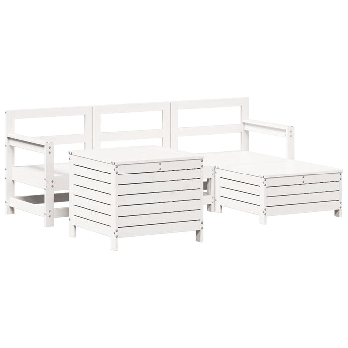 Set Salotto da Giardino 5 pz Bianco in Legno Massello di Pino 3250505