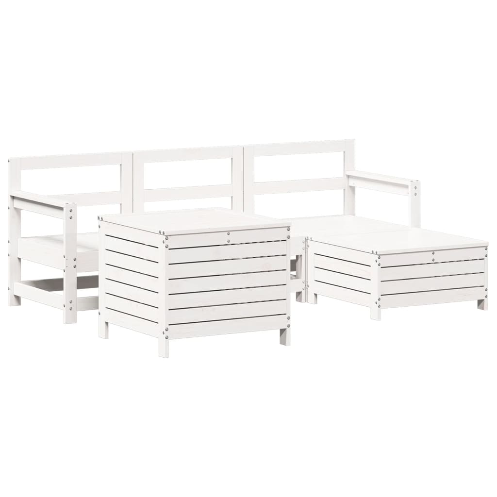 Set Salotto da Giardino 5 pz Bianco in Legno Massello di Pino 3250505