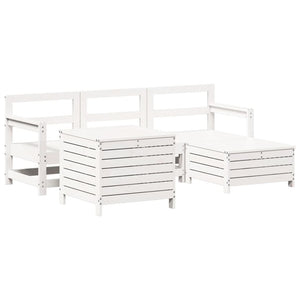 Set Salotto da Giardino 5 pz Bianco in Legno Massello di Pino 3250505