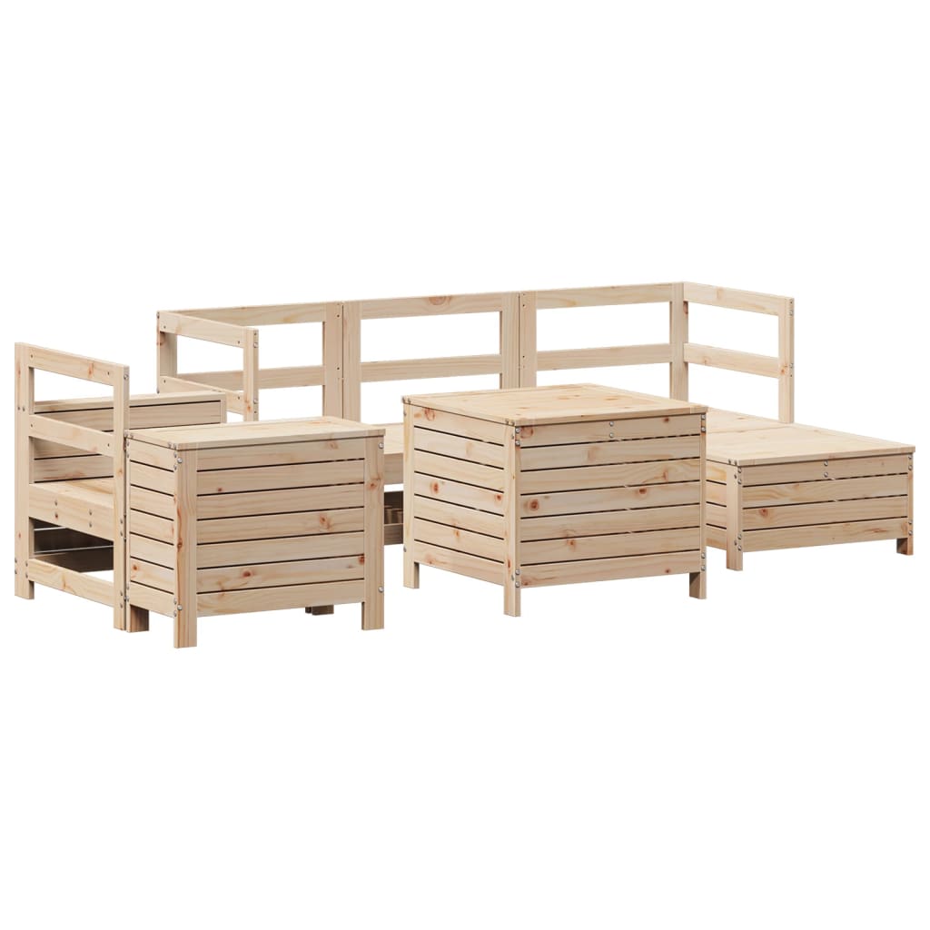 Set Divani da Giardino 7 pz in Legno Massello di Pino