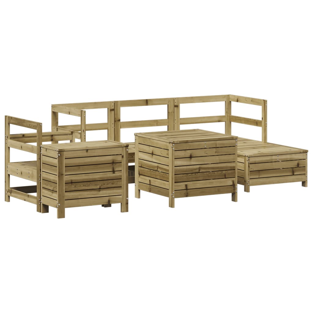 Set Divani da Giardino 7 pz in Legno Impregnato di Pino