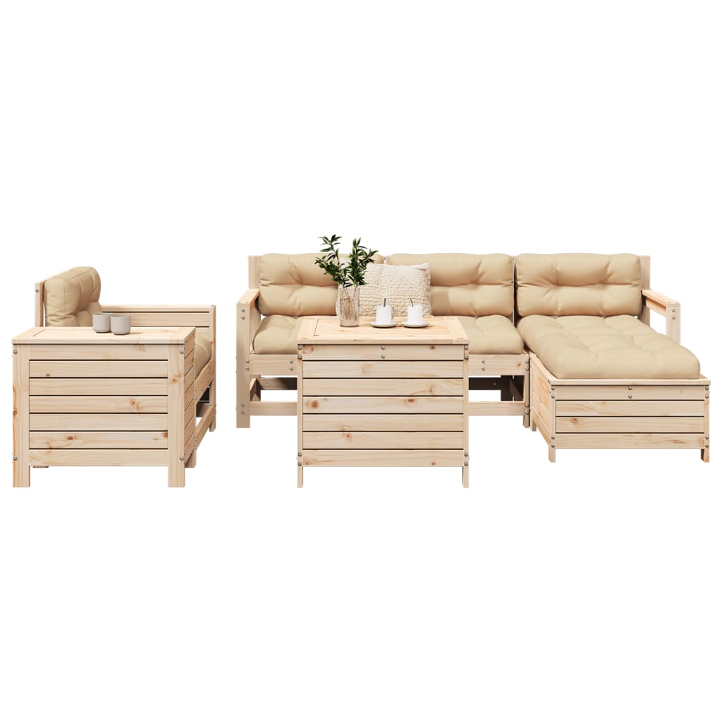 Set Divani da Giardino 7 pz in Legno Massello di Pino 3250548