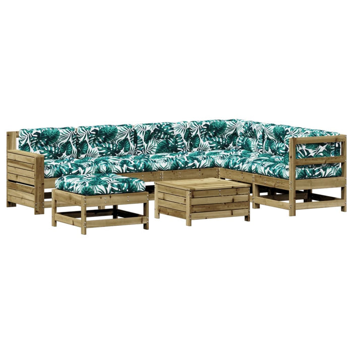 Set Divani da Giardino 8pz con Cuscini Legno Impregnato di Pino