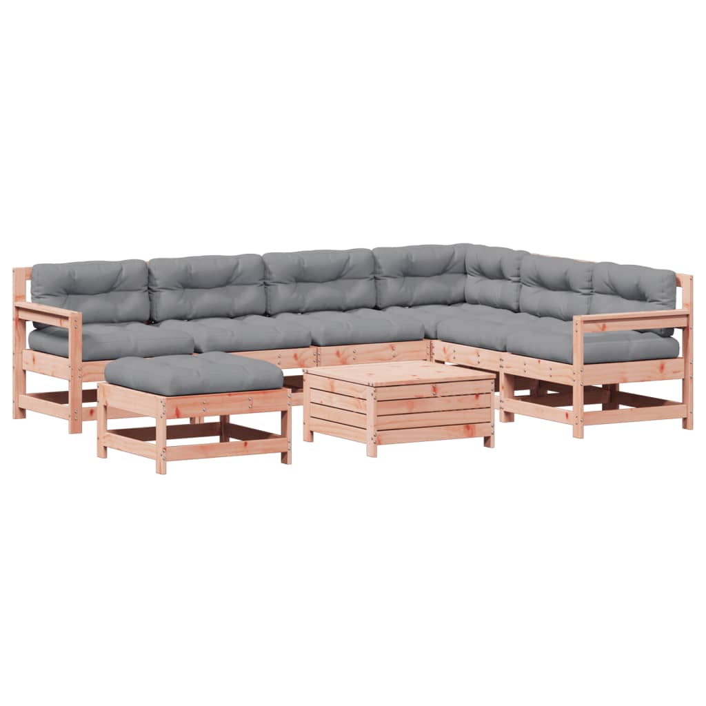 Set Divani Giardino 8 pz con Cuscini Legno Massello di Douglas