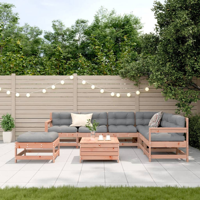 Set Divani Giardino 8 pz con Cuscini Legno Massello di Douglas