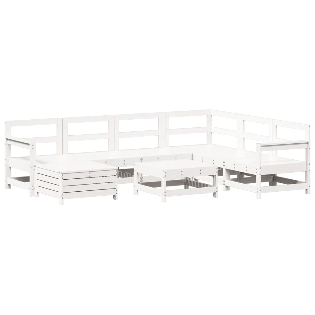 Set Divani da Giardino 8 pz in Legno Massello di Pino Bianco 3250589