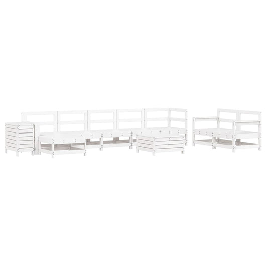 Set Divani da Giardino 10 pz in Legno Massello di Pino Bianco