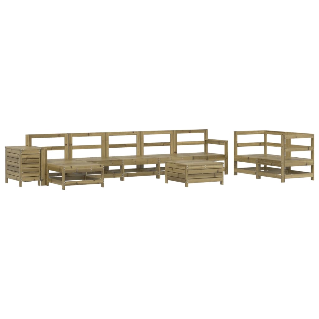 Set Divani da Giardino 10 pz in Legno Impregnato di Pino