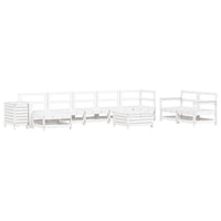 Set Divani da Giardino 10 pz Bianco in Legno Massello di Pino