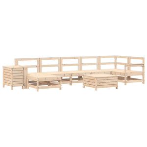 Set Divani da Giardino 9 pz in Legno Massello di Pino