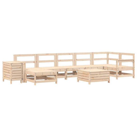 Set Divani da Giardino 9 pz in Legno Massello di Pino