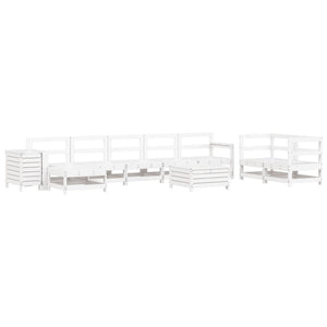 Set Divani da Giardino 10 pz Bianco in Legno Massello di Pino 3250665