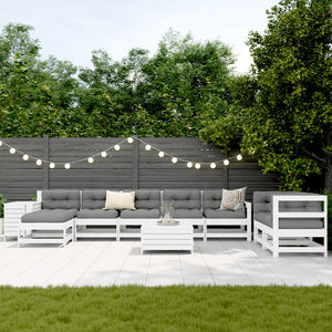 Set Divani da Giardino 10 pz Bianco in Legno Massello di Pino 3250665