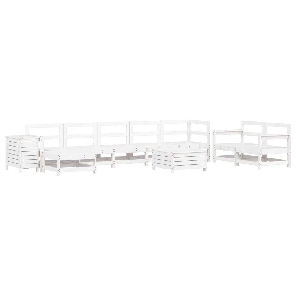 Set Divani da Giardino 10 pz Bianco in Legno Massello di Pino 3250677