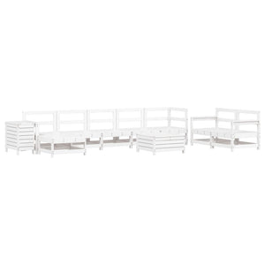 Set Divani da Giardino 10 pz Bianco in Legno Massello di Pino 3250677