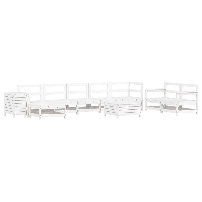Set Divani da Giardino 10 pz Bianco in Legno Massello di Pino 3250677