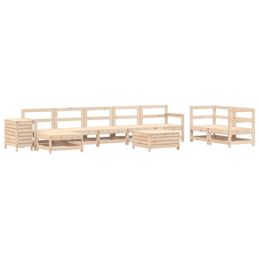 Set Divani da Giardino 10 pz in Legno Massello di Pino