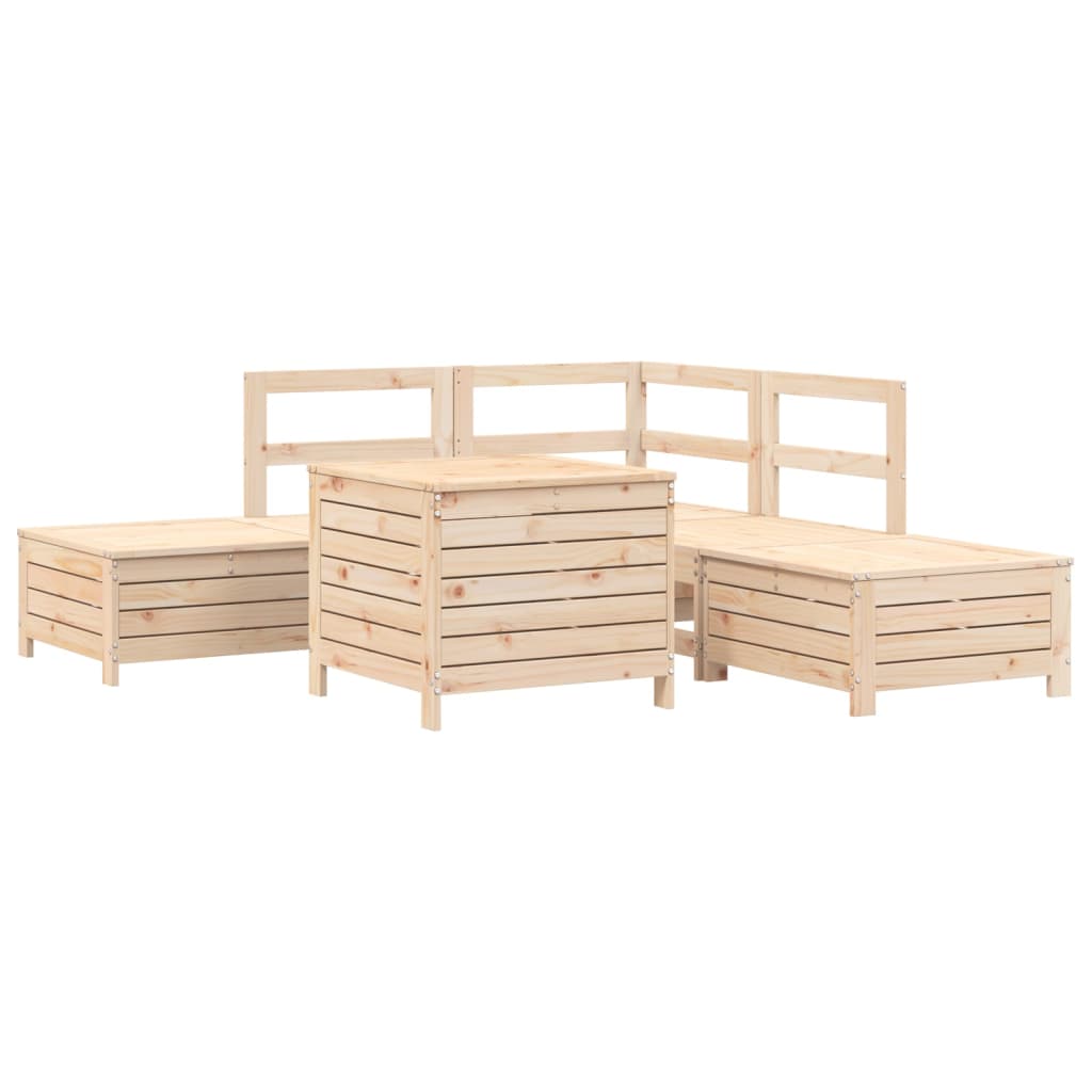 Set Divani da Giardino 6 pz in Legno Massello di Pino