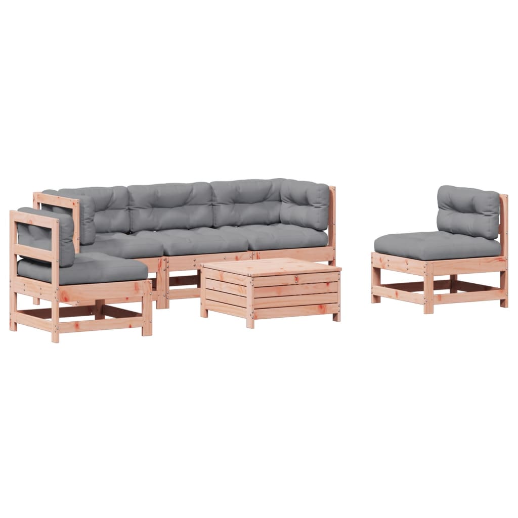 Set Divani Giardino 6 pz con Cuscini Legno Massello di Douglas