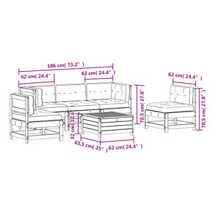 Set Divani Giardino 6 pz con Cuscini Legno Massello di Douglas
