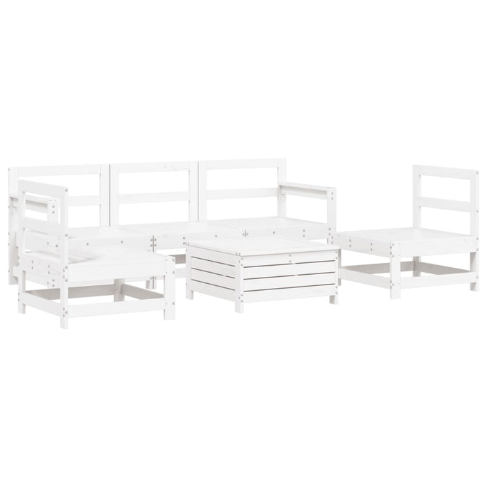 Set Divani da Giardino 6 pz Bianco in Legno Massello di Pino 3250737