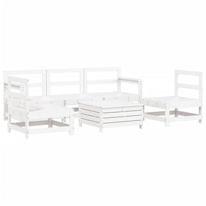 Set Divani da Giardino 6 pz Bianco in Legno Massello di Pino