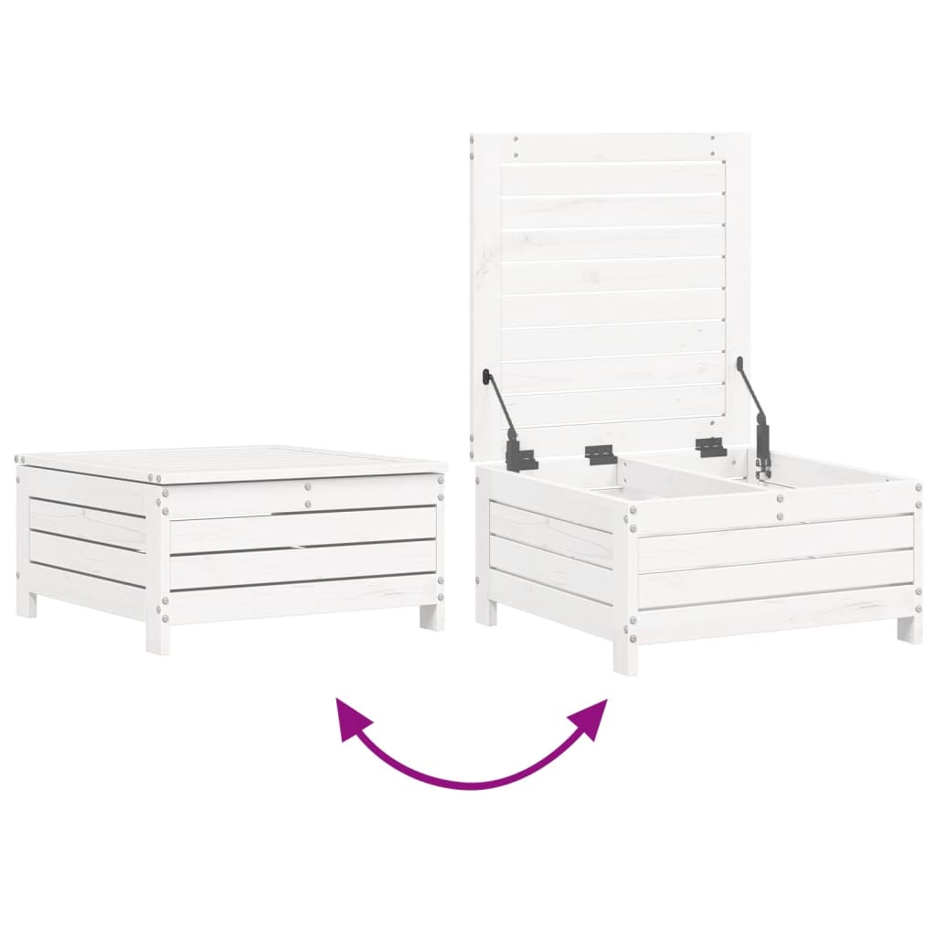 Set Divani da Giardino 3 pz Bianco in Legno Massello di Pino