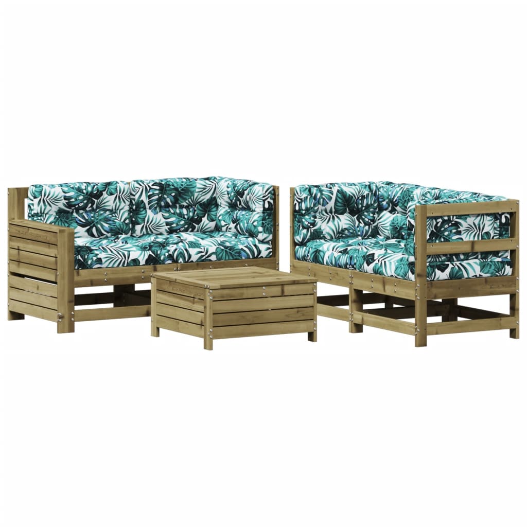 Set Divani da Giardino 5pz con Cuscini Legno Impregnato di Pino 3250819