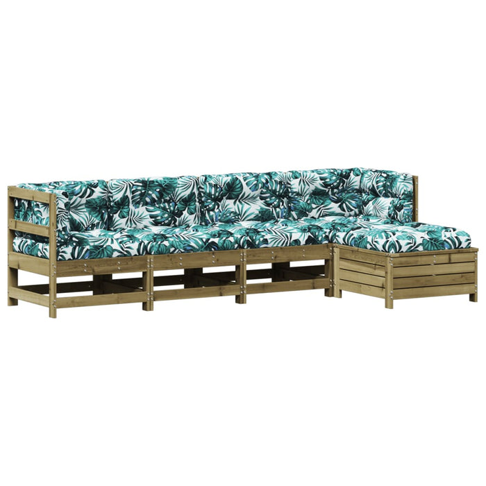 Set Divani da Giardino 5pz con Cuscini Legno Impregnato di Pino