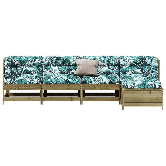 Set Divani da Giardino 5pz con Cuscini Legno Impregnato di Pino