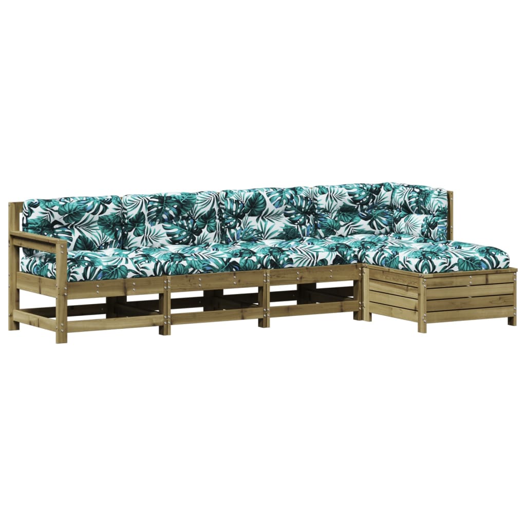 Set Divani da Giardino 5pz con Cuscini Legno Impregnato di Pino 3250851