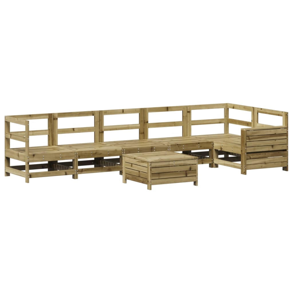 Set Divani da Giardino 7 pz in Legno Impregnato di Pino